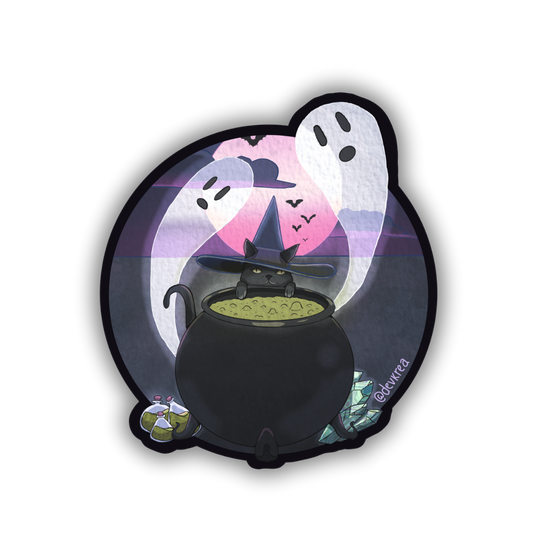 Witches Familiar Vinyl Sticker | 3" | Deviant Kreations - Deviantkreations - cat, halloween, spooky, sticker, Stickers, witchy