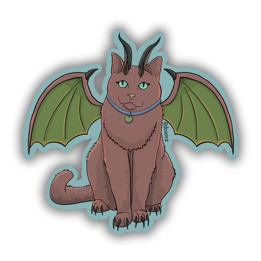 Dragon Cat Vinyl Sticker | 3" | Deviant Kreations - Deviantkreations - cats, DnD, dragon, fantasy, sticker, Stickers, TTRPG