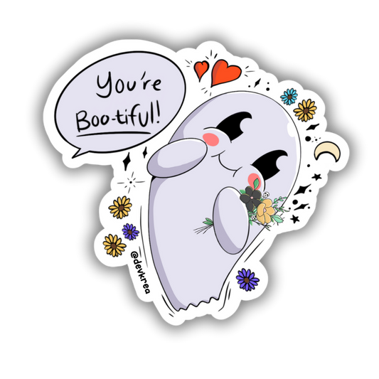 Boo-tiful Sticker | 3" | DevKrea - Deviantkreations - boo, ghost, love, sticker, Stickers, valentine