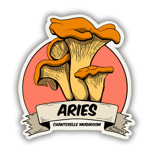 Aries Zodiac 3" Vinyl | Deviant Kreations - Deviantkreations - aries, mushroom, sticker, Stickers, zodiac