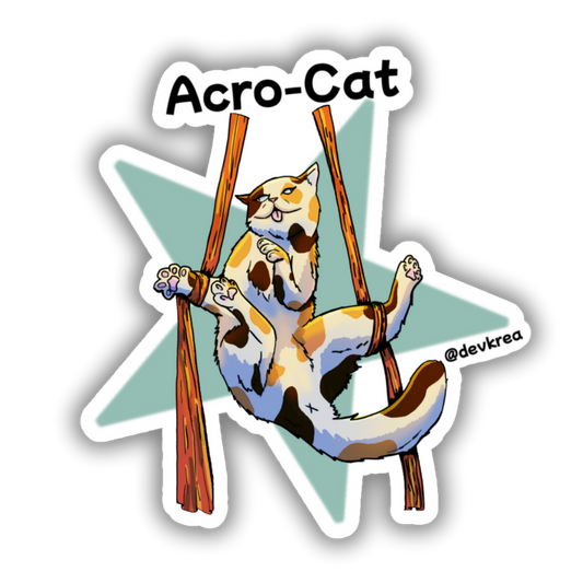 Acrocat Sticker 3" | Deviant Kreations - Deviantkreations - acrobat, cat, kitty, sticker, Stickers