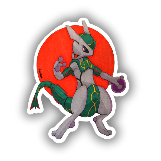 Mewquazza 3" Vinyl Sticker | Deviant Kreations - Deviantkreations - fakemon, fusion, nerdy, sticker, Stickers