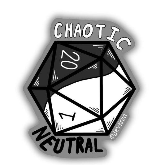 Chaotic Neutral Dice Sticker | 3" | Deviant Kreations - Deviantkreations - chaotic, dice, gift idea, nerdy, sticker, Stickers, TTRPG