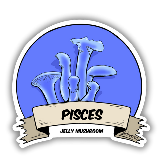 Pisces Zodiac 3" Vinyl Sticker | Deviant Kreations - Deviantkreations - astrology, mushroom, pisces, sticker, Stickers, zodiac
