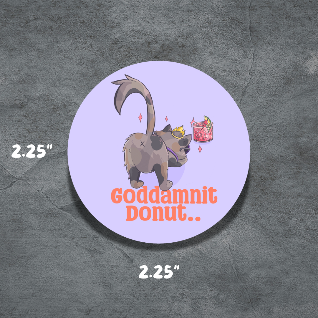 GD Donut | 2.25" Button | Deviant Kreations | Dungeon Crawl cat themed pinback button
