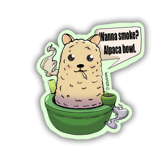 Alpaca Bowl Sticker | 3" | DevKrea - Deviantkreations - 420, art, colorful, cool, cute, gift, laptop, skateboard, sticker, Stickers, Stoner, vinyl, waterbottle