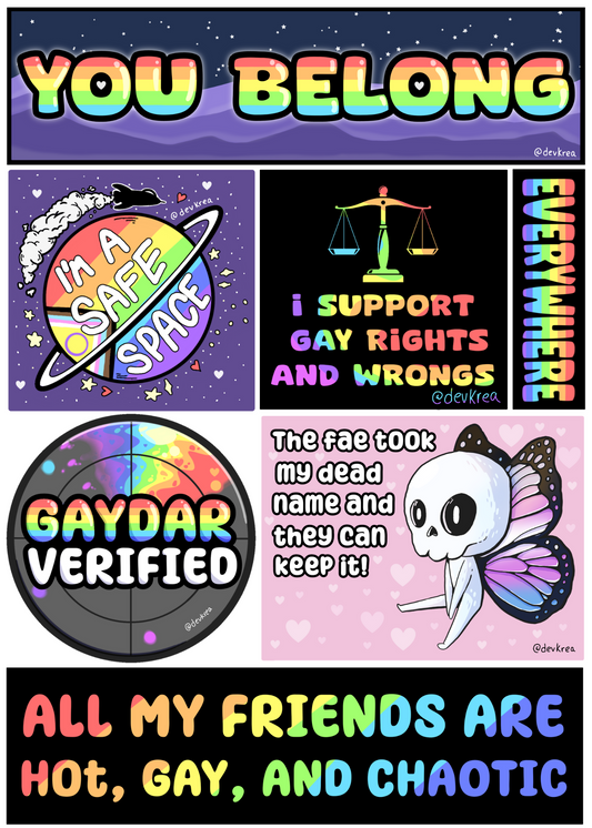 Pride Sticker Sheet | 5"x7" | Deviant Kreations