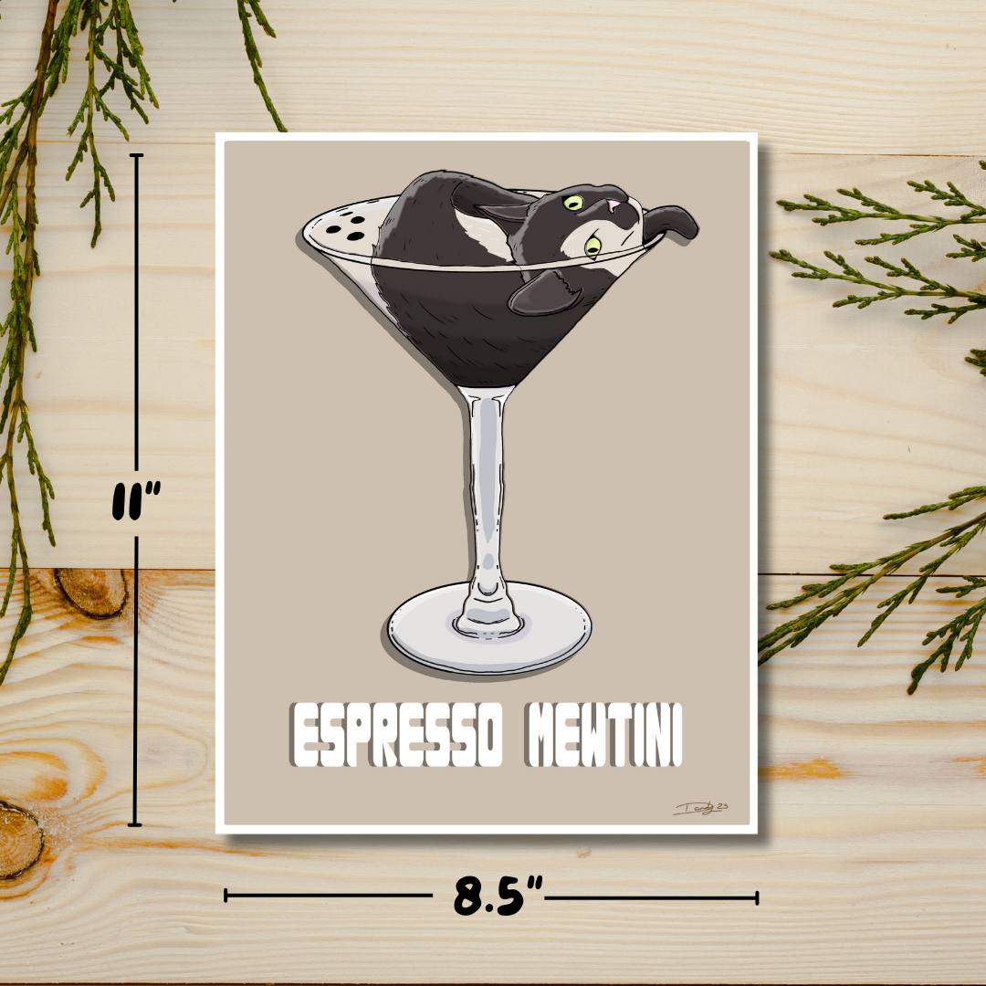 Espresso Mewtini Cat-Tail Art Print | Wall Art | Deviant Kreations