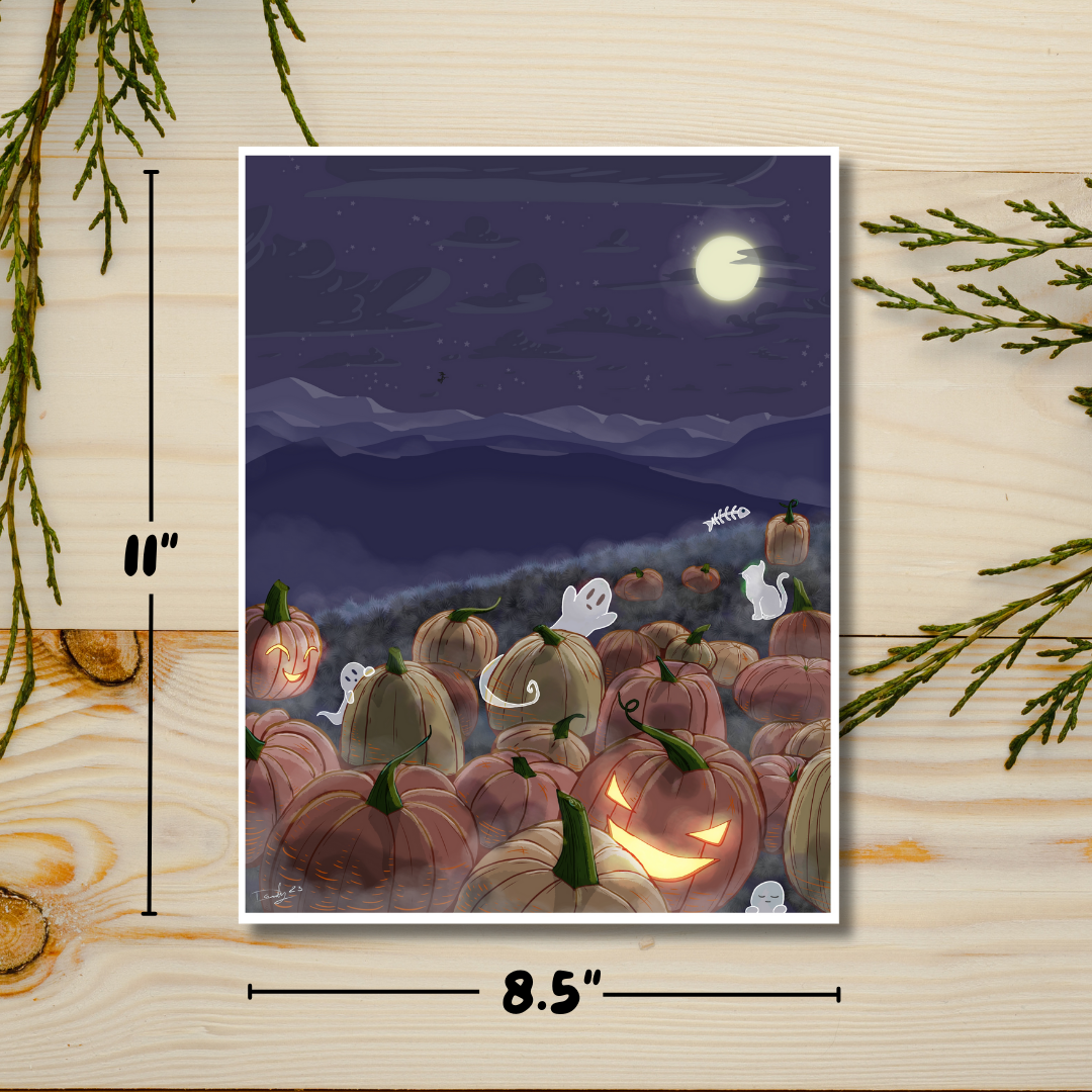Ghostly Pumpkin Patch Print | Wall Art | Deviant Kreations
