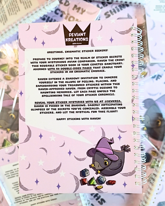 Reusable Crow Sticker Collecting Book | 50 double sided pages | Deviant Kreations - Deviantkreations