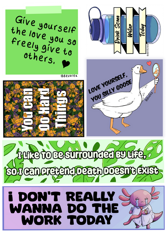 Mental Health Sticker Sheet | Matte 5"x7" | Deviant Kreations