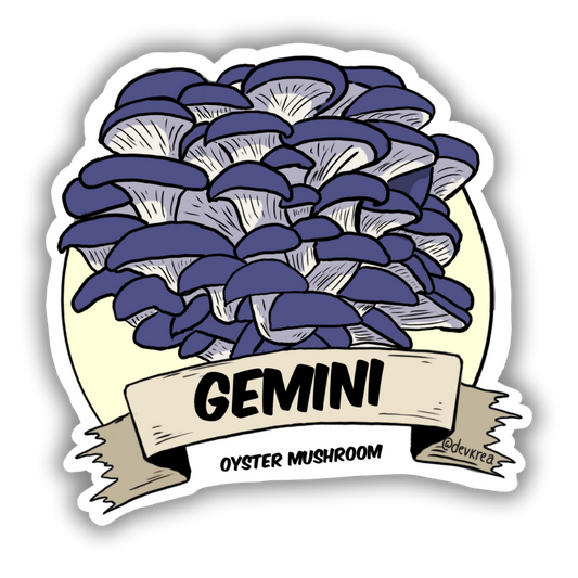 Gemini Zodiac 3" Vinyl Sticker | Deviant Kreations - Deviantkreations - astrology, gemini, mushroom, oyster, sticker, Stickers, zodiac