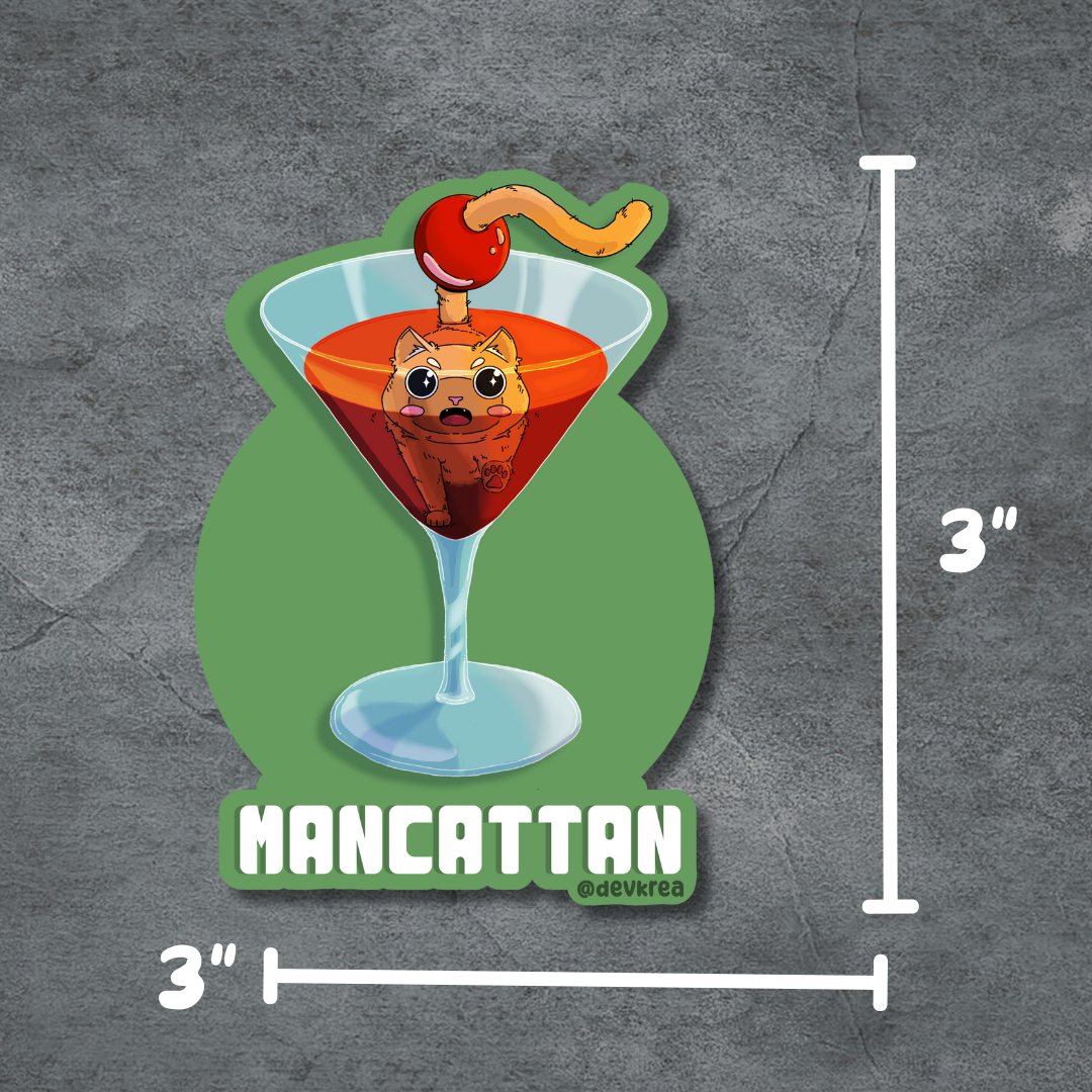 Mancattan | 3" Vinyl | Cat-tail Sticker | Deviant Kreations
