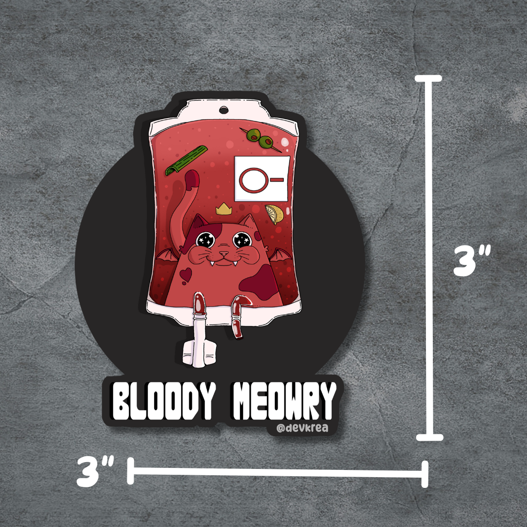 Bloody Meowry | 3" Vinyl | Cat-tail Sticker | Deviant Kreations
