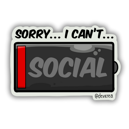 Low Battery 3" Vinyl Sticker | Deviant Kreations - Deviantkreations - low battery, mental health, sticker, Stickers