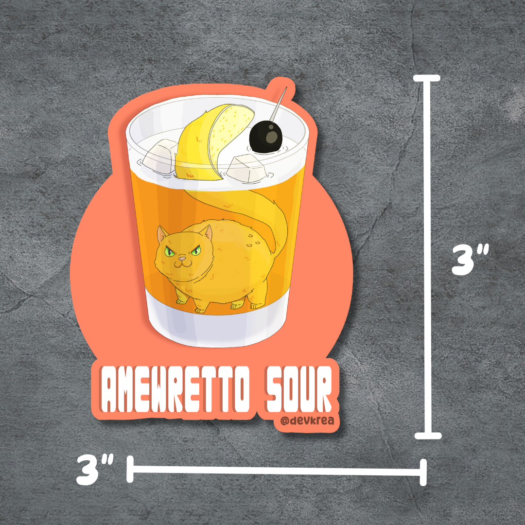 Amewretto Sour | 3" Vinyl | Cat-tail Sticker | Deviant Kreations