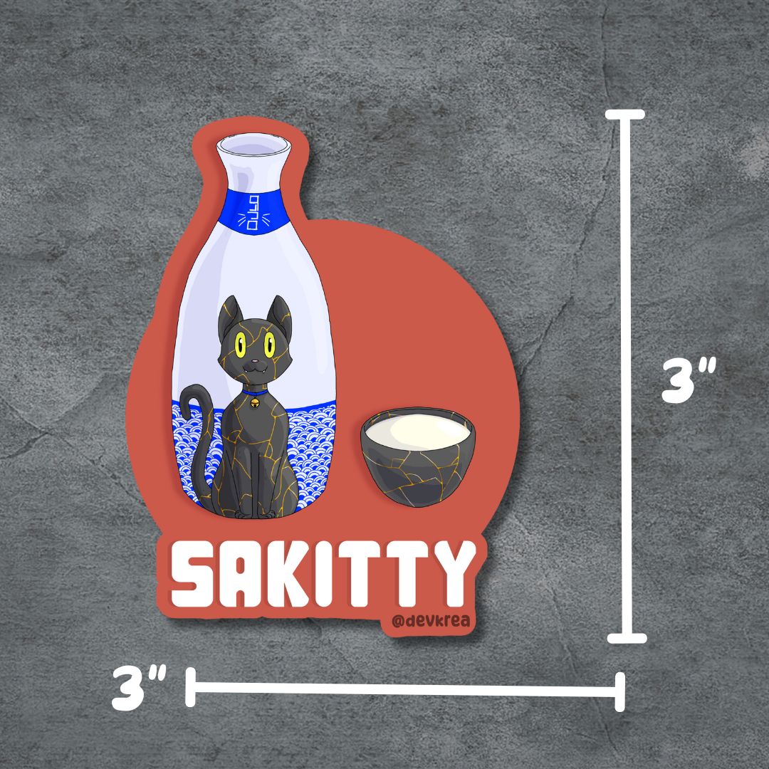 Sakitty | 3" Vinyl | Cat-tail Sticker | Deviant Kreations