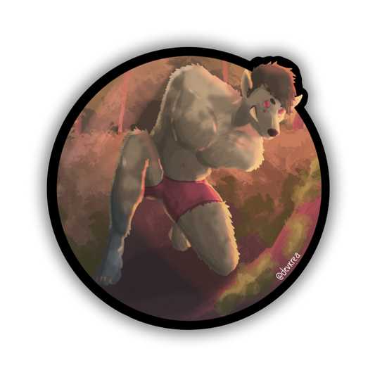 Fresno Wolf Crawler Vinyl Sticker | 3" | Devkrea - Deviantkreations - cryptid, fusion, sticker, Stickers, wolf, wolfman