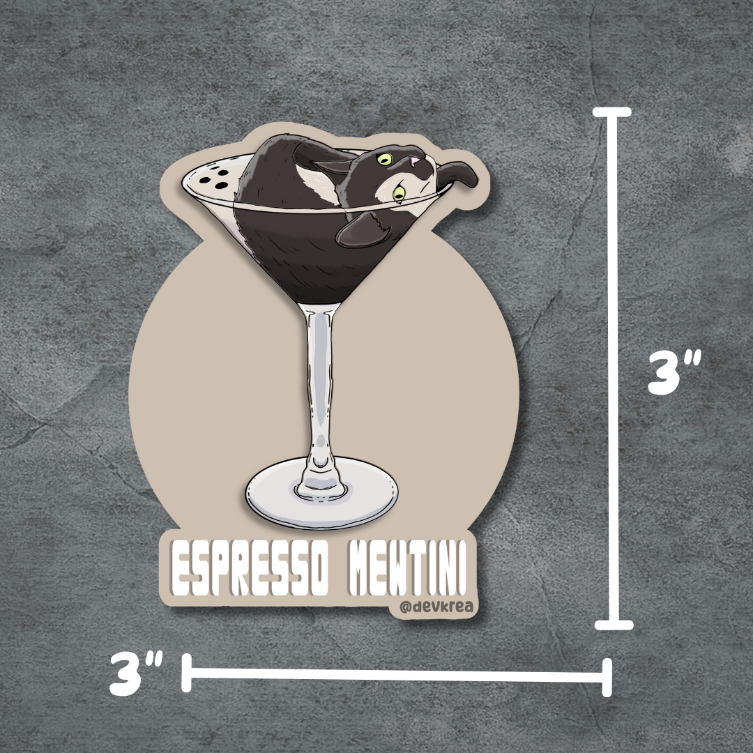 Espresso Mewtini | 3" Vinyl | Cat-tail Sticker | Deviant Kreations