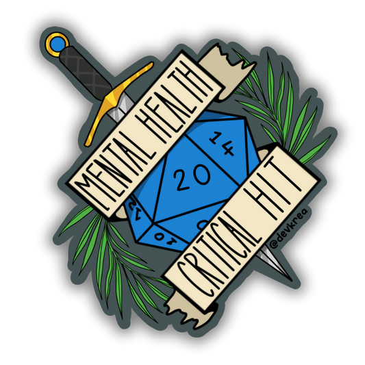 Mental Health Critical Success Sticker | 3" | Deviant Kreations - Deviantkreations - critical roll, dice, mental health, sticker, Stickers
