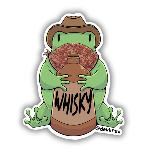 Whisky Frog Sticker | 3" | Deviant Kreations - Deviantkreations - frog, sticker, Stickers