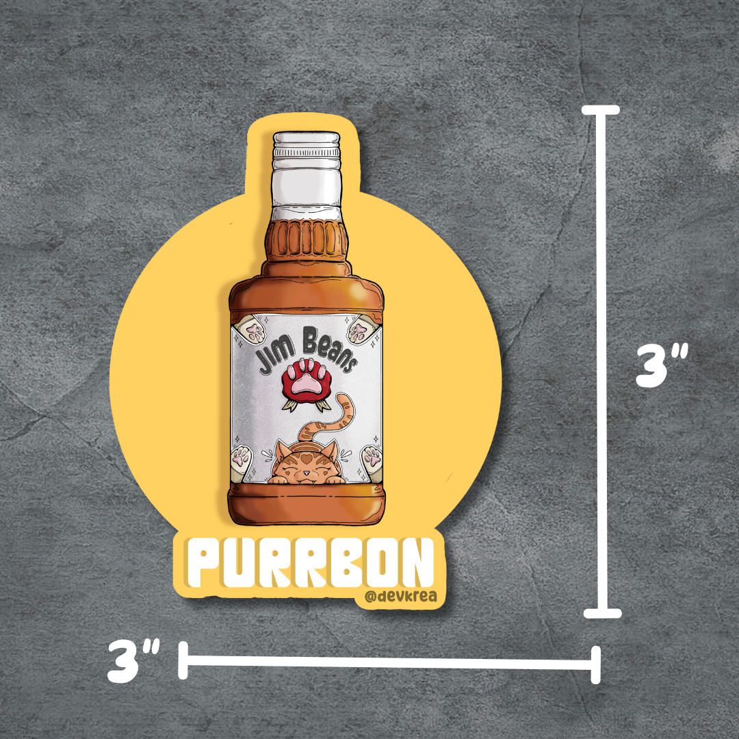 Purrbon | 3" Vinyl | Cat-tail Sticker | Deviant Kreations