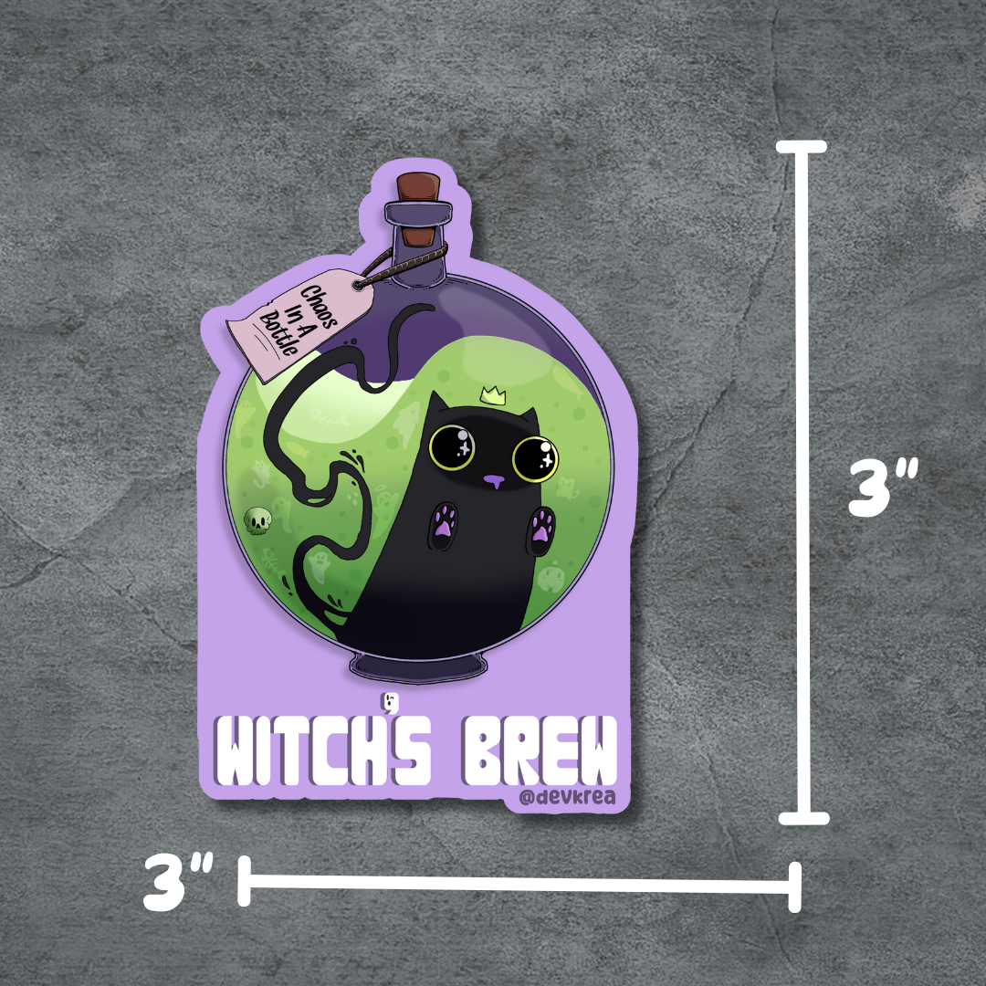 Witch's Brew | 3" Vinyl | Cat-tail Sticker | Deviant Kreations