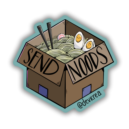 Send Noods Vinyl Sticker | 3" | Deviant Kreations - Deviantkreations - funny, noodle, sticker, Stickers