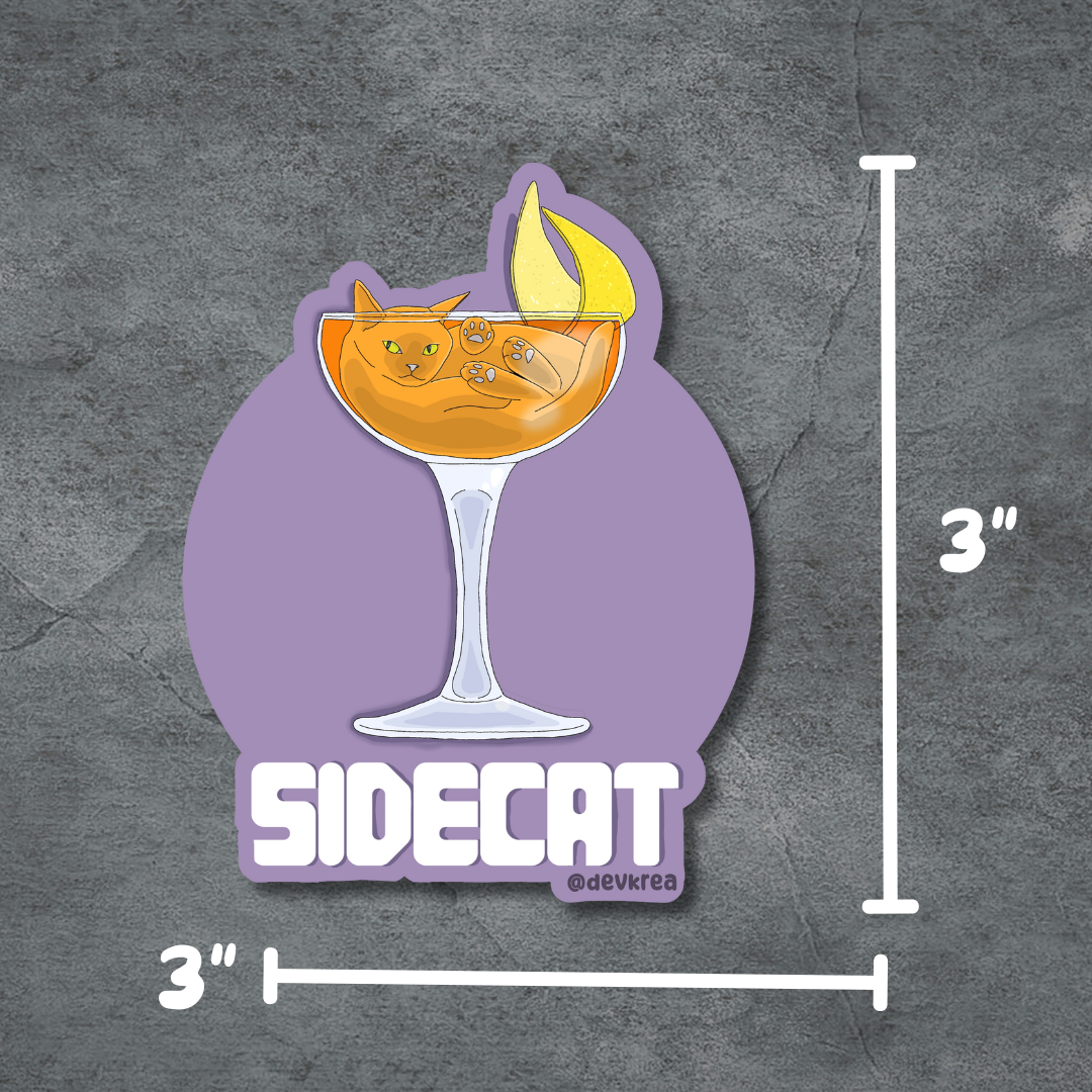 Side Cat | 3" Vinyl | Cat-tail Sticker | Deviant Kreations