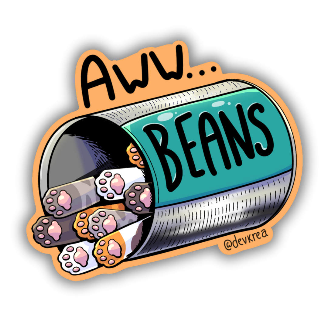 Aww Beans 3" Vinyl Sticker | Deviant Kreations - Deviantkreations - beans, cats, cute, paws, sticker, Stickers, toe beans