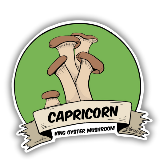 Capricorn Zodiac 3" Vinyl Sticker | Deviant Kreations - Deviantkreations - astrology, capricorn, mushroom, sticker, Stickers, zodiac