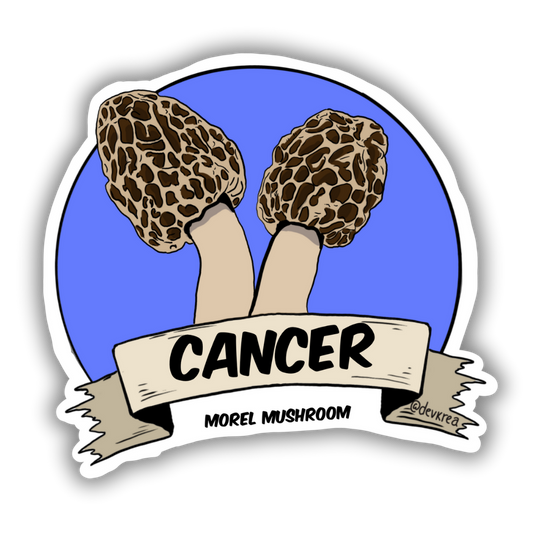 Cancer Zodiac Mushroom 3" Vinyl Sticker | Deviant Kreations - Deviantkreations - astrology, cancer, mushroom, sticker, Stickers, zodiac