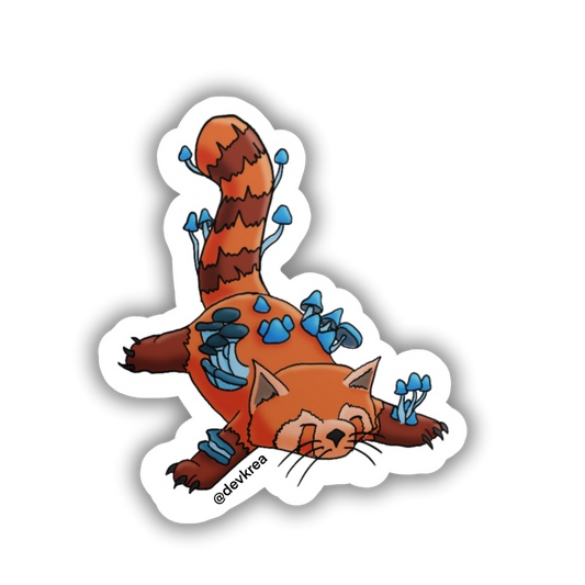 Mushroom RedPanda Sticker | 3" | Deviant Kreations - Deviantkreations - animal stickers, art, cute, gift, laptop, mushroom, panda, redpanda, skateboard, sticker, Stickers, vinyl, waterbottle