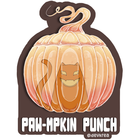 Paw-mpkin Punch | 3" Vinyl | Cat-tail Sticker | Deviant Kreations