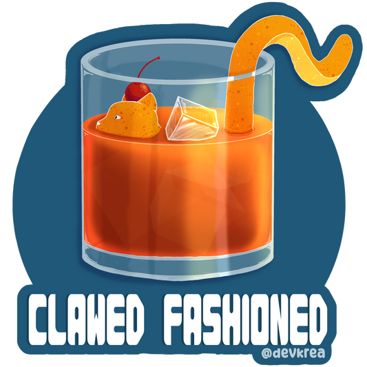 Clawed Fashioned | 3" Vinyl | Cat-tail Sticker | Deviant Kreations