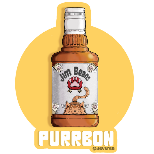 Purrbon | 3" Vinyl | Cat-tail Sticker | Deviant Kreations