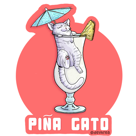 Pina Gato | 3" Vinyl | Cat-tail Sticker | Deviant Kreations