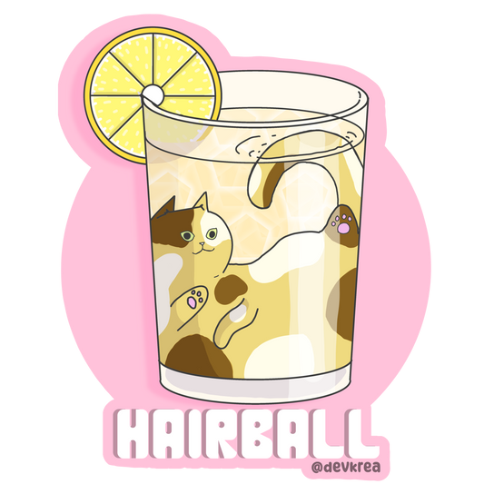 Hairball | 3" Vinyl | Cat-tail Sticker | Deviant Kreations