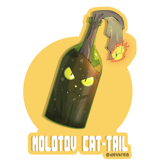 Molotov Cattail | 3" Vinyl | Cat-tail Sticker | Deviant Kreations