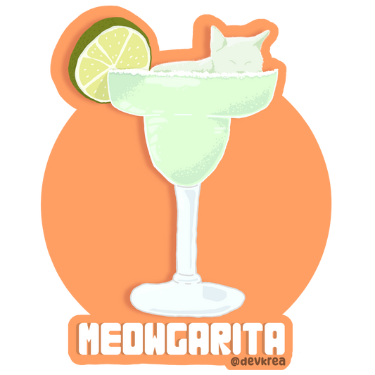 Meowgarita | 3" Vinyl | Cat-tail Sticker | Deviant Kreations