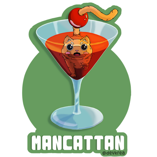 Mancattan | 3" Vinyl | Cat-tail Sticker | Deviant Kreations