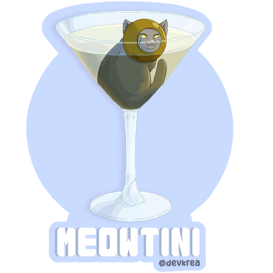 Meowtini | 3" Vinyl | Cat-tail Sticker | Deviant Kreations