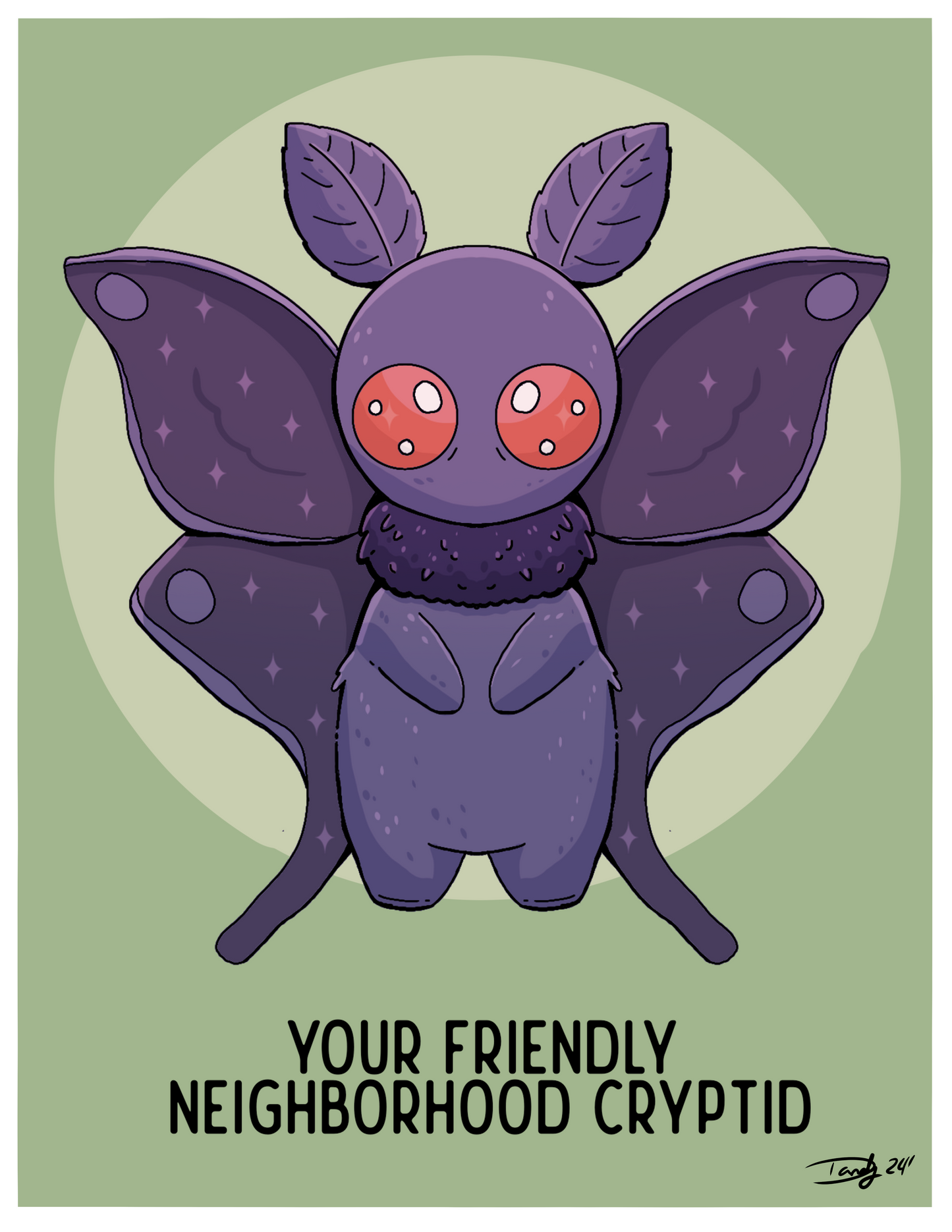 Friendly Mothman Cryptid Print | Print | Deviant Kreations