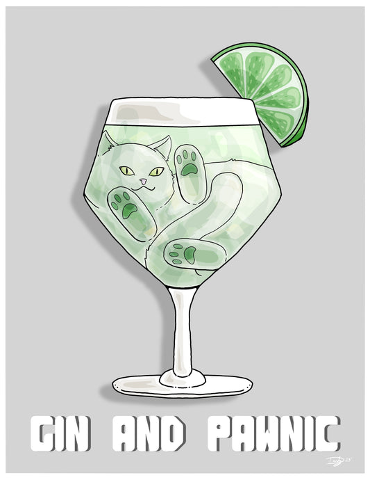 Gin and Pawnic Cat-tail Art Print | 8.5"x11" | Wall Art | Deviant Kreations - Deviantkreations