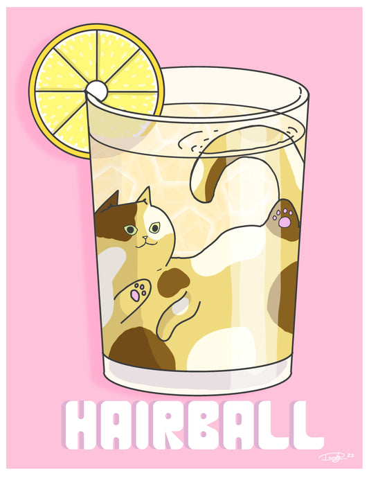 Hairball Cat-tail Art Print | 8.5"x11" | Wall Art | Deviant Kreations - Deviantkreations