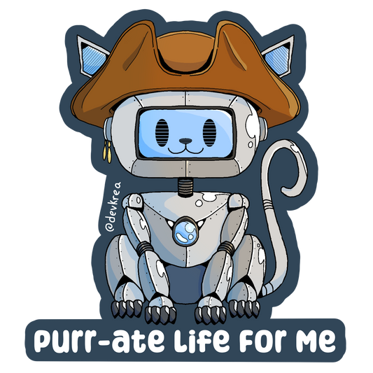 Purr-ate Life | 3" Matte Sticker | Deviant Kreations