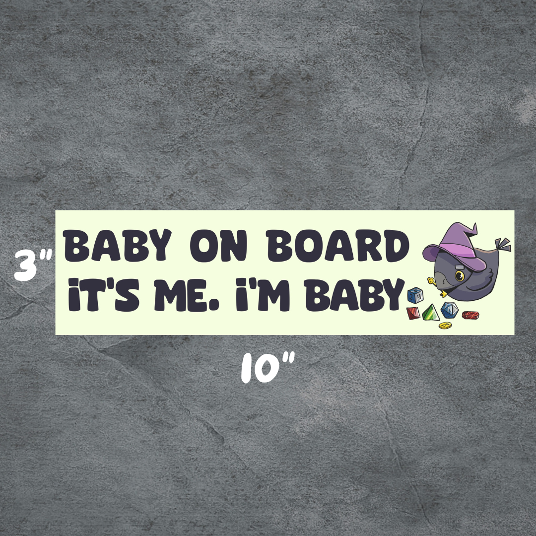 Baby on Board | 3"x10" Matte Bumper Sticker | Deviant Kreations