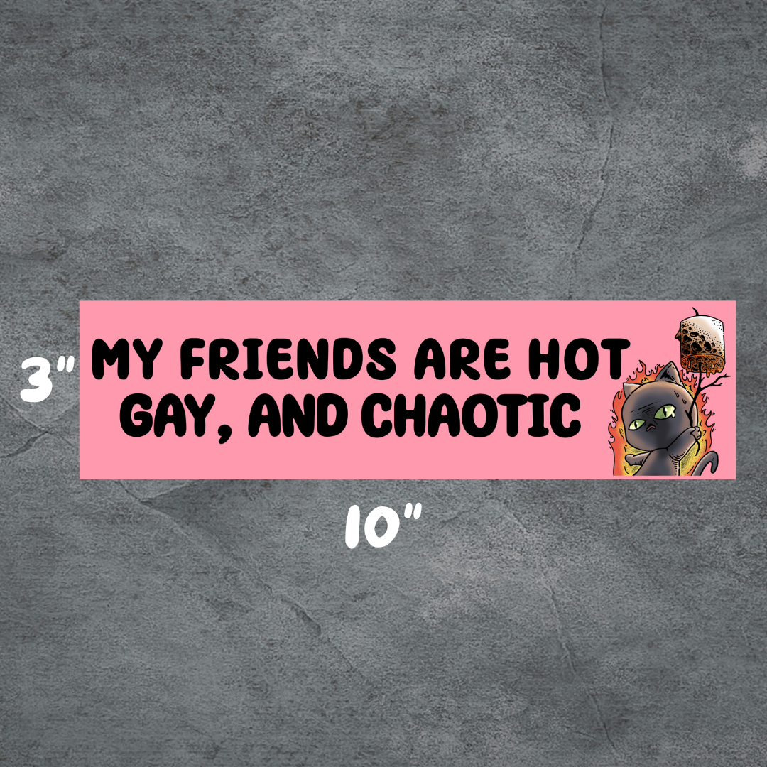 Hot Friends | 3"x10" Matte Bumper Sticker | Deviant Kreations