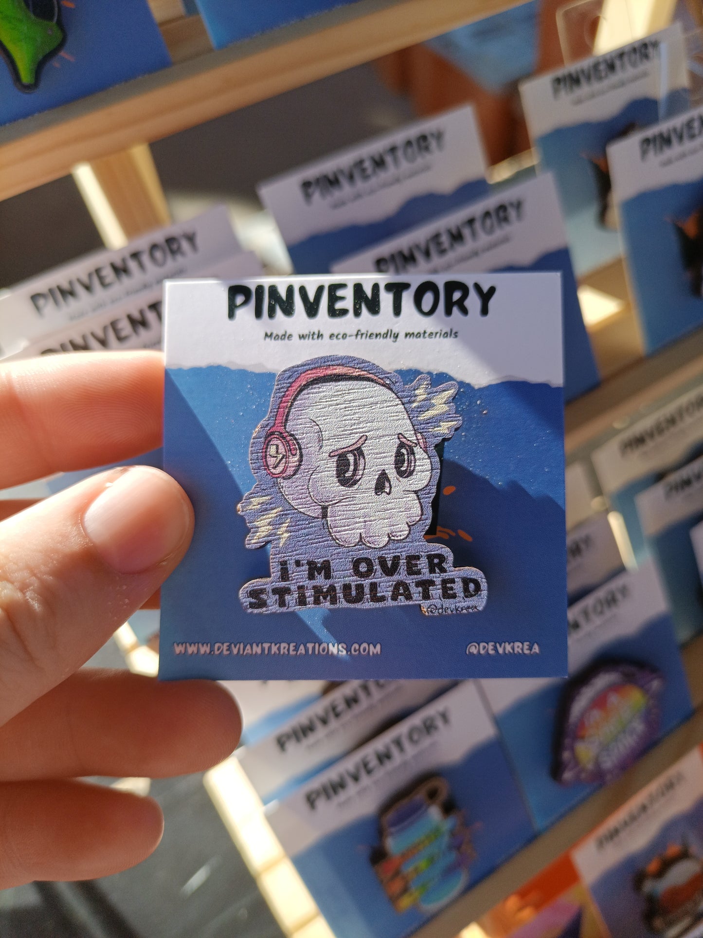 Over Stimulated | 1.5" Wooden Pin | Deviant Kreations