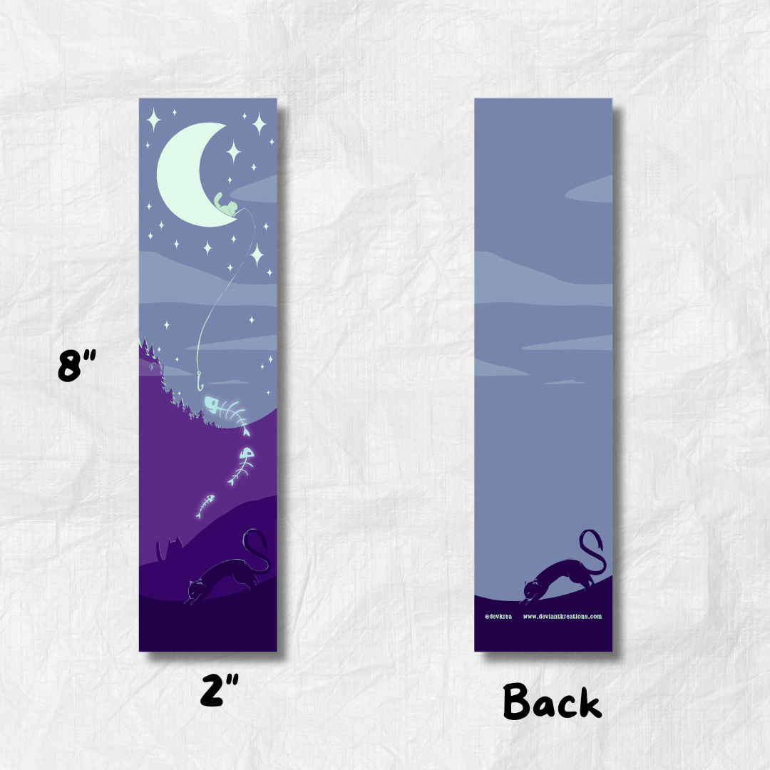 Cat Fishing | Bookmark | 2"x8" UV coated Glossy | Deviant Kreations